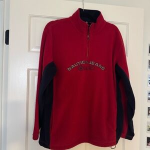 Nautica Red and Black Fleece Quarter Zip